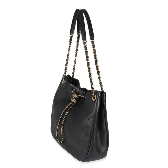 Chanel 19B Black Quilted Lambskin CC Drawstring Hobo - Picture 4 of 7